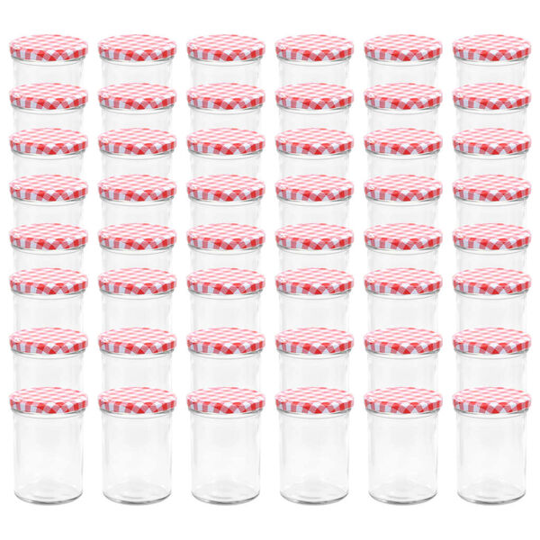 vidaXL Lasiset hillopurkit valkopunaisilla kansilla 48 kpl 400 ml