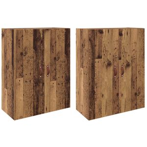 vidaXL Sein&auml;lle Kiinnitett&auml;v&auml; Kaappi 2 pcs Vanha puu 69,5 x 34 x 90 cm