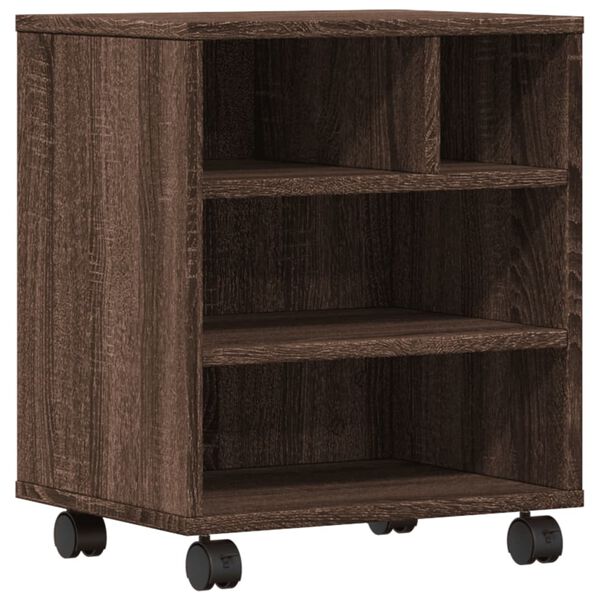 vidaXL Tulostinteline pyörillä ruskea tammi 41x32x48 cm