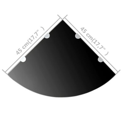 vidaXL Kulmahyllyt 2 kpl kromisilla kiinnikkeillä musta lasi 45x45 cm
