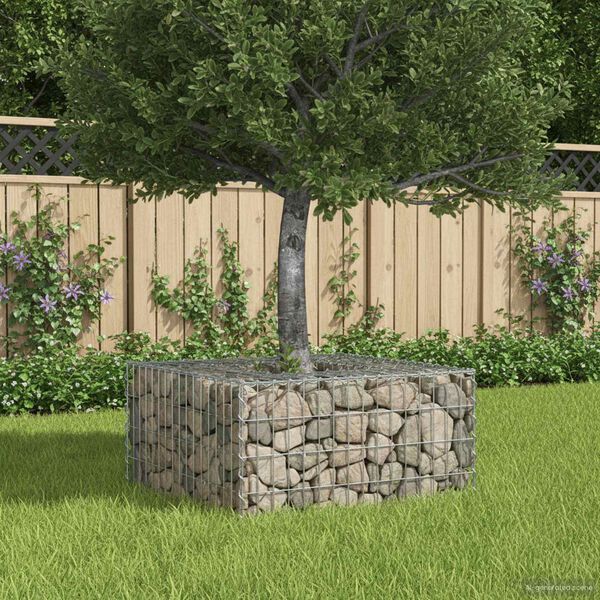 vidaXL Gabion Kohotettu Peti Hopea 80 x 80 x 40 cm Galvanoitu ter&auml;s
