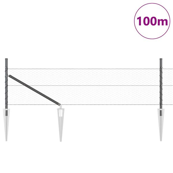 vidaXL Aitalatu Harmaa 100 x 0,4 m (25 mm verkko) Terästä ja PVC:tä