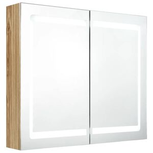 vidaXL LED kylpyhuoneen peilikaappi tammi 80x12x68 cm