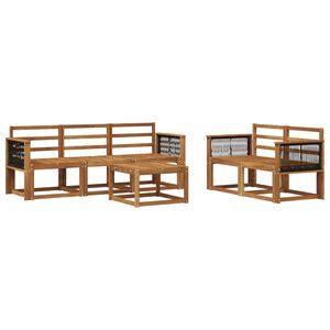 vidaXL Ulkosohvakokoelma 6 pcs Luonnollinen Tihe&auml; akasiapuu