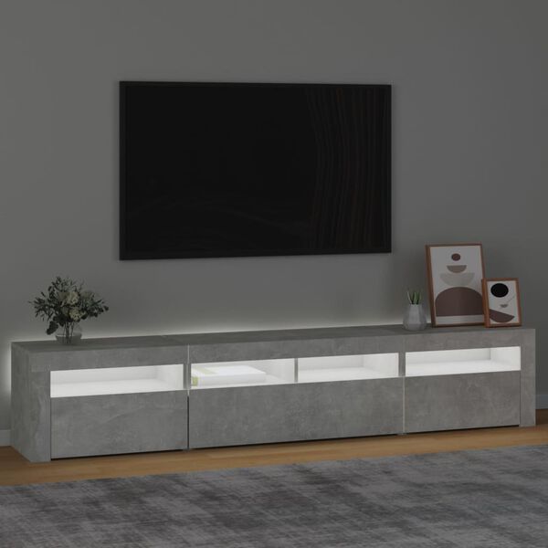 vidaXL TV-taso LED-valoilla betoninharmaa 210x35x40 cm
