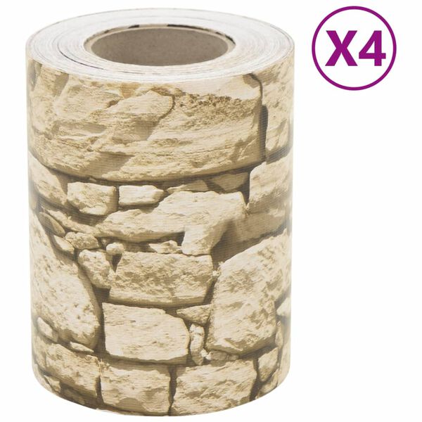 vidaXL Puutarhan yksityisyyssuoja 4 kpl kivityyli harmaa 35x0,19 m PVC