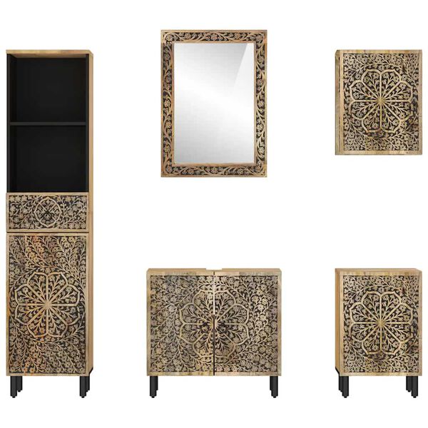 vidaXL 5-osainen Kylpyhuoneen kalustesarja t&auml;ysi mangopuu