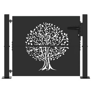 vidaXL Puutarhaportti lukkoon Musta 100 x 100 cm Jauhemaalattu teräs