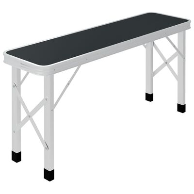 vidaXL Kokoontaitettava retkipöytä kahdella penkillä alumiini harmaa