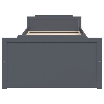 vidaXL Sängynrunko vetolaatikoilla tummanharmaa täysi mänty 90x200 cm