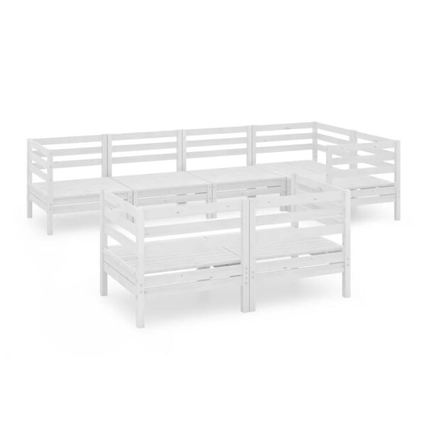 vidaXL 7-osainen Puutarhasohvasarja valkoinen t&auml;ysi m&auml;nty