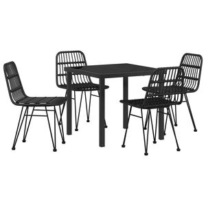 vidaXL Piharuokailu setti 5 pcs Musta Jauhemaalattu Ter&auml;s