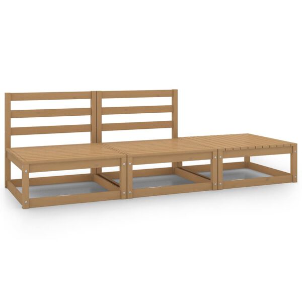 vidaXL 3-osainen Puutarhasohvasarja hunajanruskea t&auml;ysi m&auml;nty