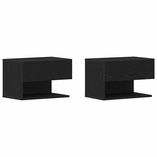 vidaXL Yöpöytäkaappi 2 pcs Musta tammi 46 x 29.5 x 30 cm Tekninen puu