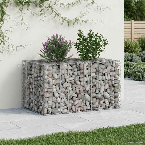 vidaXL Gabion Kohotettu Peti Hopea 100 x 60 x 55 cm Galvanoitu ter&auml;s
