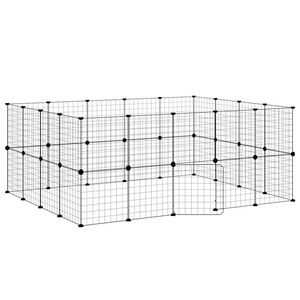 vidaXL 36-paneelinen lemmikkih&auml;kki ovella musta 35x35 cm ter&auml;s