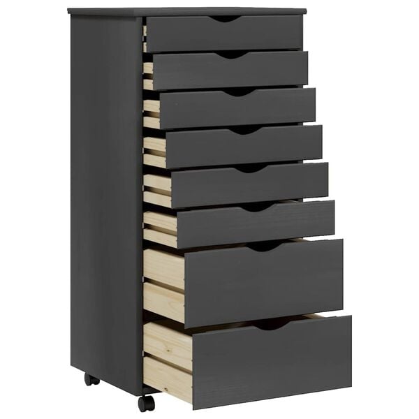 vidaXL Laatikosto pyörillä MOSS harmaa täysi mänty