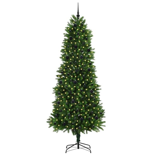 vidaXL Joulukuusi 300 LED-valoilla jalustalla Vihre&auml; 240 cm PE