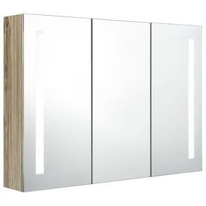 vidaXL LED kylpyhuoneen peilikaappi 89x14x62 cm tammi