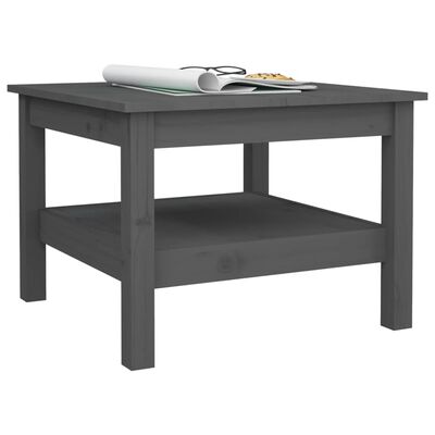 vidaXL Sohvapöytä harmaa 55x55x40 cm täysi mänty