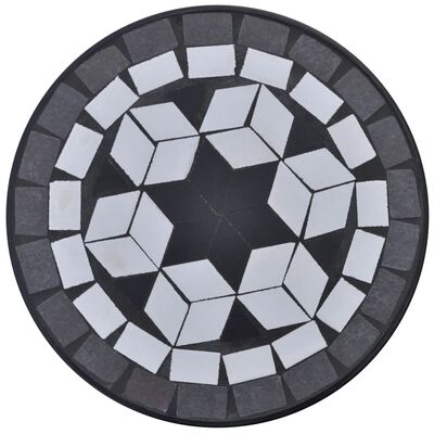 vidaXL Sivupöytä/kasviteline mosaiikkikuvio musta ja valkoinen