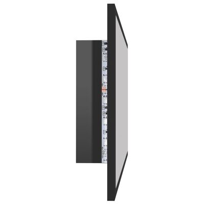 vidaXL LED-kylpyhuonepeili korkeakiilto musta 80x8,5x37 cm akryyli