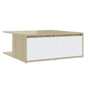 vidaXL Sohvap&ouml;yt&auml; valkoinen ja Sonoma-tammi 80x80x31 cm tekninen puu