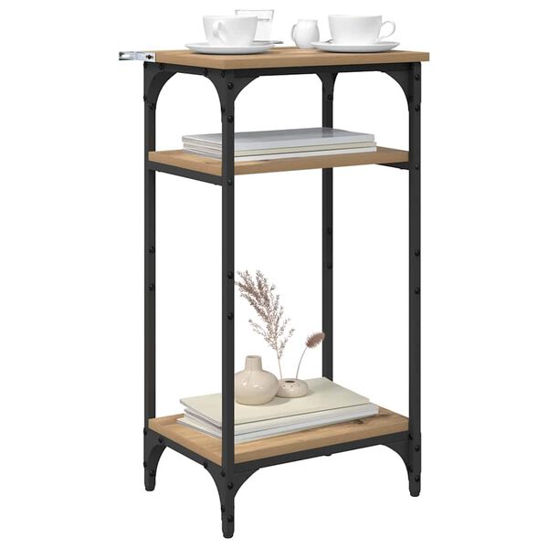 vidaXL Sivup&ouml;yt&auml; hyllyll&auml; Artisan tammi 40 x 30 x 75 cm Tekninen puu