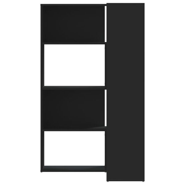 vidaXL Kulmakirjahylly 4 tasoa musta 85x85x140 cm tekninen puu