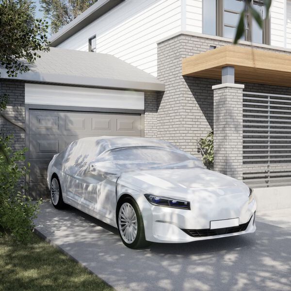 vidaXL Auton puolipeite koukuilla hopea L