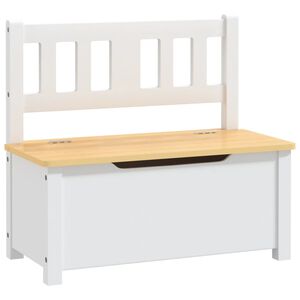 vidaXL Lasten s&auml;ilytyspenkki valkoinen ja beige 60x30x55 cm MDF