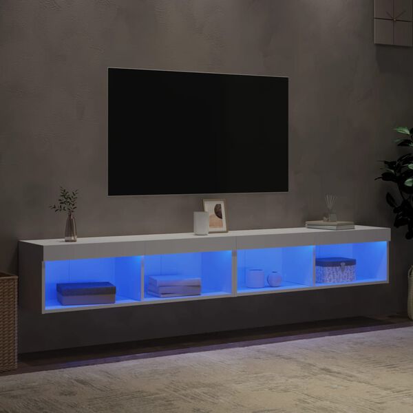 vidaXL TV-tasot LED-valoilla 2 kpl valkoinen 100x30x30 cm