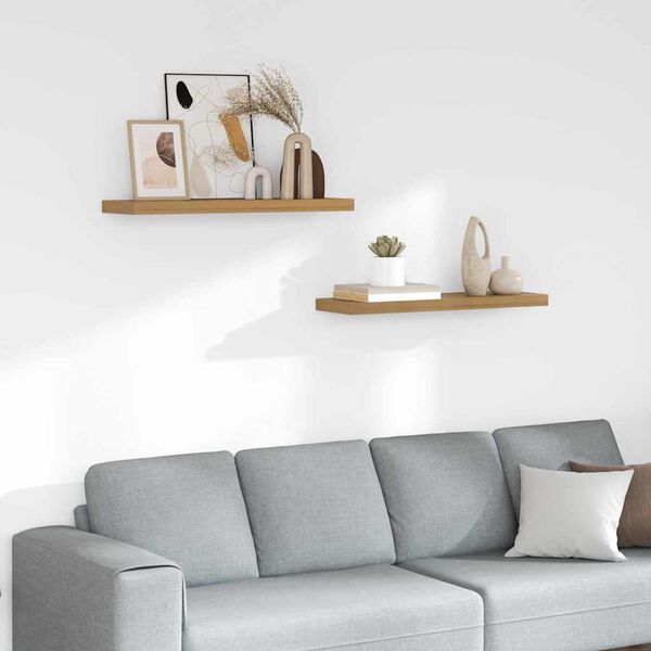 vidaXL Sein&auml;hylly 2 pcs Ruskea 90 x 23,5 x 4 cm Tekninen puu