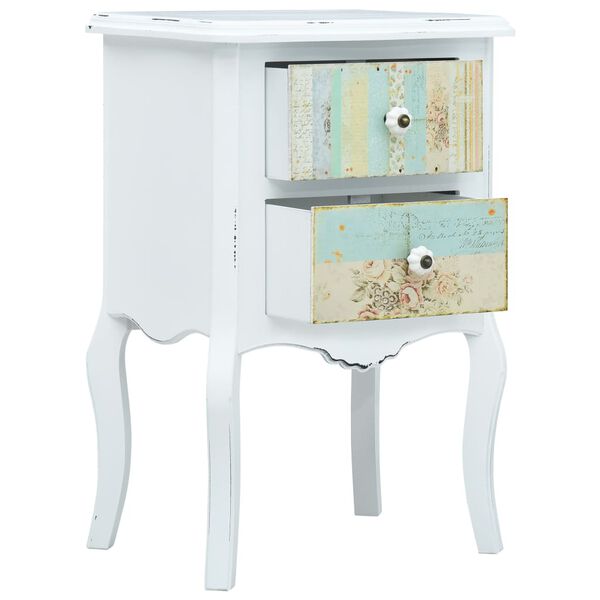 vidaXL Y&ouml;p&ouml;yt&auml; valkoinen ja ruskea 43x32x65 cm MDF