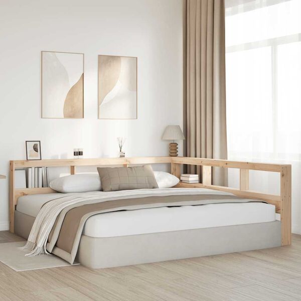 vidaXL Kirjahyllyn pääty L-muotoinen 180 cm massiivipuumäntyä