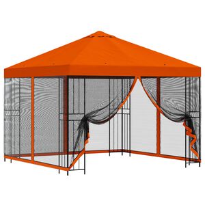 vidaXL Puutarhamaja sivuseinill&auml; 3 x 3 m Oranssi Polyesteri ja ter&auml;s