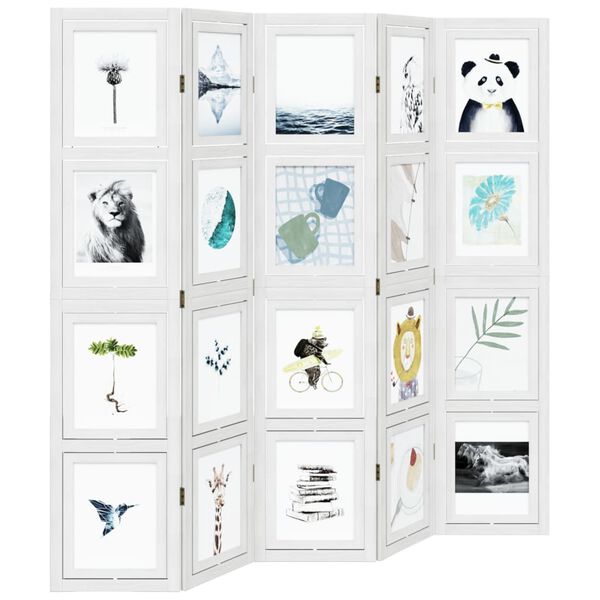 vidaXL 5-Paneelinen tilanjakaja valkoinen t&auml;ysi keisaripuu