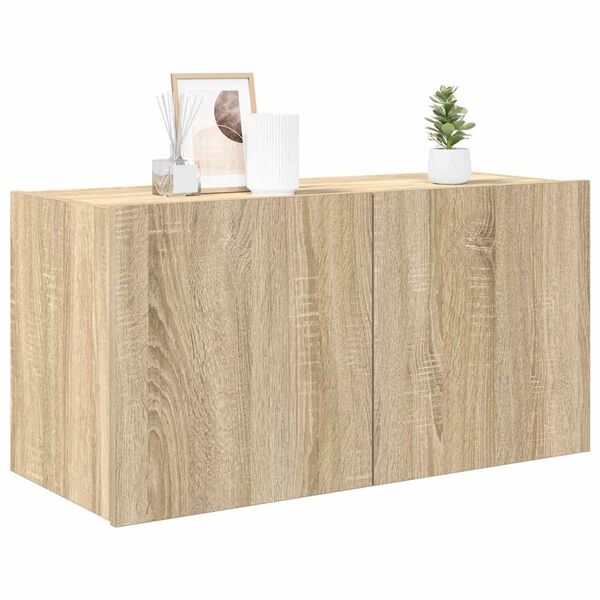 vidaXL TV-sein&auml;kaappi LED-valoilla Sonoma-tammi 80x35x41 cm