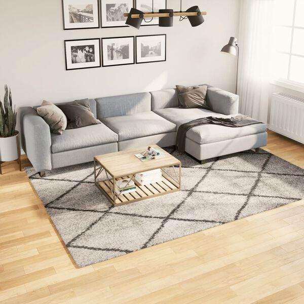 vidaXL Pörrömatto PAMPLONA korkeanukka moderni beige/antras 200x280 cm