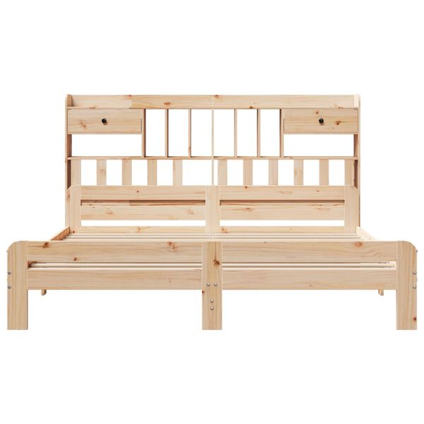 vidaXL Sänky/kirjahylly ilman patjaa vahanruskea 75x190 cm täysi mänty