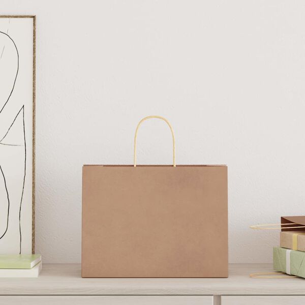 vidaXL Paperikassit 250 kpl kahvoilla ruskea 32x17x25 cm