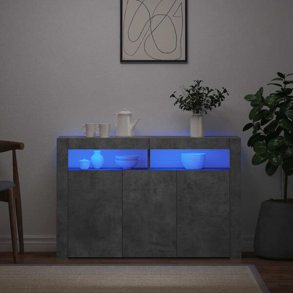 vidaXL Senkki LED-valoilla betoninharmaa 116x30x75 cm