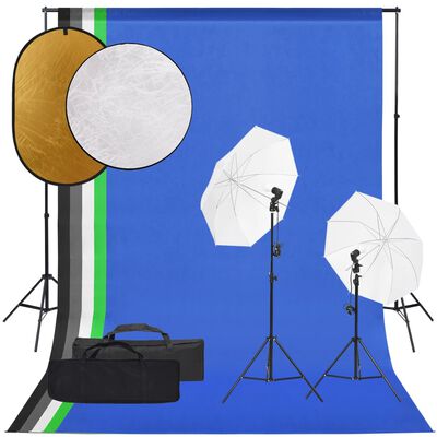vidaXL Valokuvastudiosarja valosarja, taustakangas ja heijastin