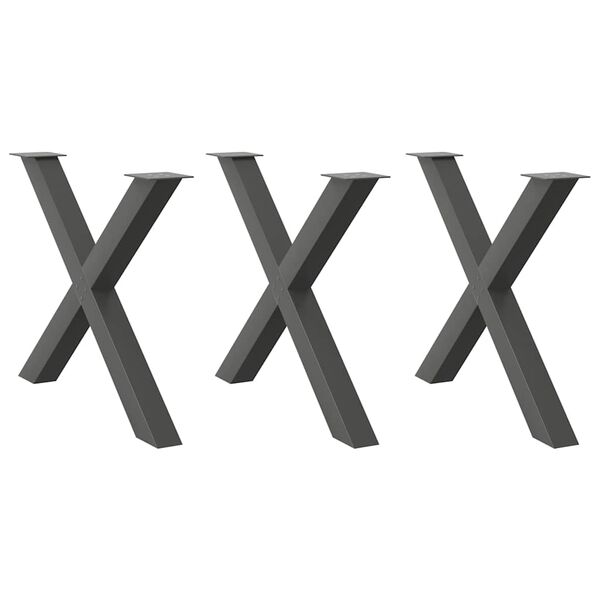 vidaXL Ruokap&ouml;yd&auml;n jalat X-muotoiset 3 kpl antrasiitti 90x(72-73) cm ter&auml;s