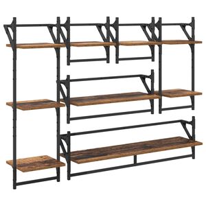 vidaXL Sein&auml;hyllysetti 6 kpl Vanha Puu 100 x 25 x 30 cm Tekninen puu