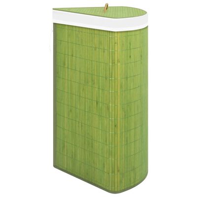 vidaXL Bambu kulmapyykkikori vihreä 60 l