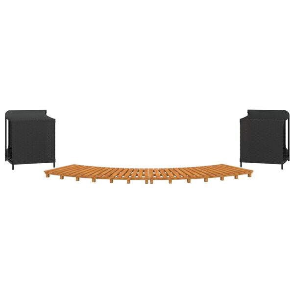 vidaXL Porealtaan reunus musta polyrottinki ja t&auml;ysi akasiapuu