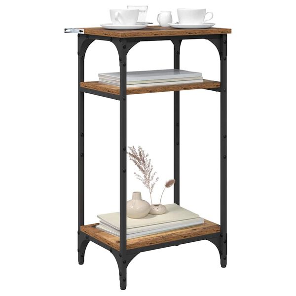 vidaXL Sivup&ouml;yt&auml; hyllyll&auml; Vanha Puu 40 x 30 x 75 cm Tekninen puu