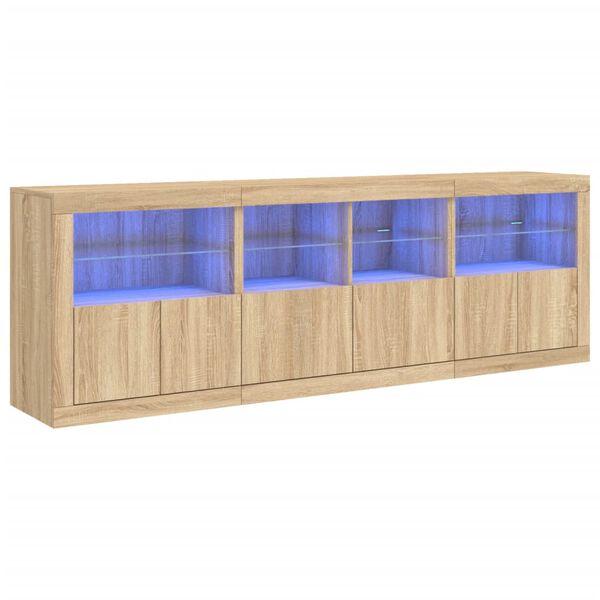 vidaXL Senkki LED-valoilla Sonoma-tammi 202x37x67 cm