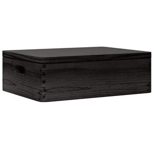 vidaXL puinen laatikko kannella ja kahvoilla musta 40x30x13cm